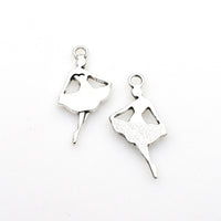 15PCS Ballet Girl Charms,Antique Silver Tone Double Sided-RS836