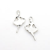 15PCS Ballet Girl Charms,Antique Silver Tone Double Sided-RS836