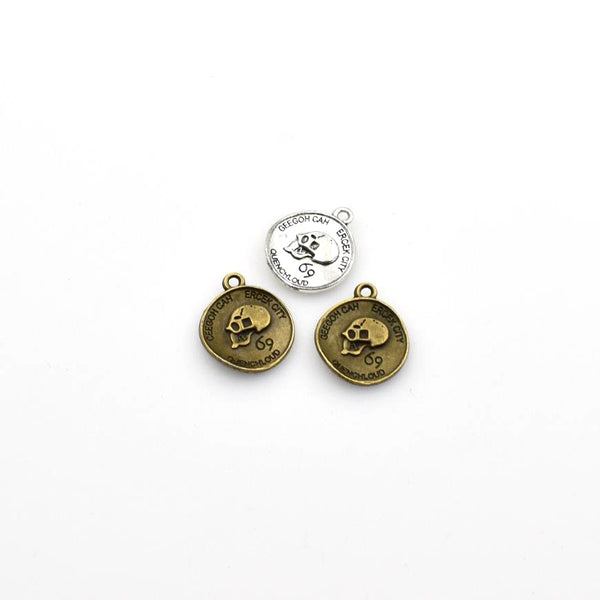 10PCS Round Skull Charms,2 Colors Available-RS1135