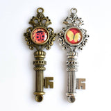 3PCS 14mm Cabochon Base Settings,Key Charm 2 Colors Available-B2011