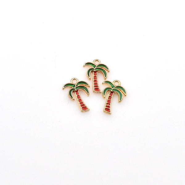 8PCS Enamel Coconut Tree Charms-RS1021