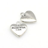 10PCS Love Heart Charms,Made With Love,2 Colors Available-RS013