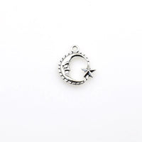 20PCS Round Moon Charms,Antique Silver Tone Double Sided-RS1235