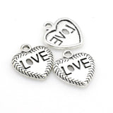 10PCS Love Heart Charms,Love Letter Antique Silver Tone-RS023