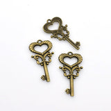 10PCS Love Key Charms,Antique Bronze Tone-RS076