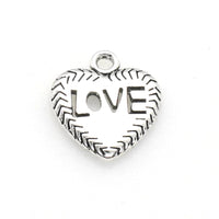 10PCS Love Heart Charms,Love Letter Antique Silver Tone-RS023