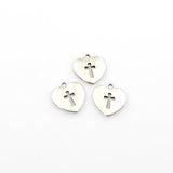 25PCS Heart Cross Charms,Antique Silver Tone Double Sided-RS731