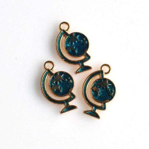 10PCS Blue Globe Charms-RS1087