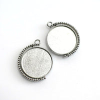 2PCS 20mm-30mm Silver Round Rotatable double-sided Cabochon Base Settings 3 Sizes Available-B2253