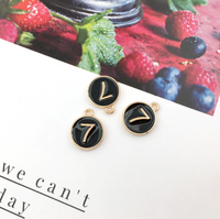 10PCS Number Charms 0-9,Black Enamel Charms Double Sided-RS1225