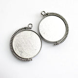 2PCS 20mm-30mm Silver Round Rotatable double-sided Cabochon Base Settings 3 Sizes Available-B2253