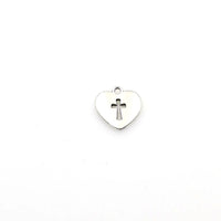 25PCS Heart Cross Charms,Antique Silver Tone Double Sided-RS731