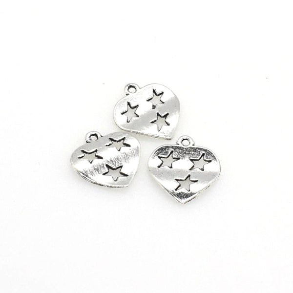 30PCS Love Heart Charms,Smile Face,Antique Silver Tone-RS024