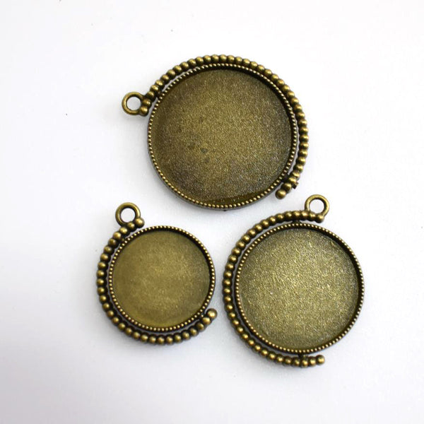 2PCS 20mm-30mm Bronze Round Rotatable double-sided Cabochon Base Settings 3 Sizes Available-B2253