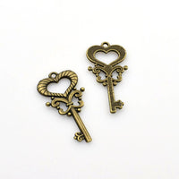 10PCS Love Key Charms,Antique Bronze Tone-RS076