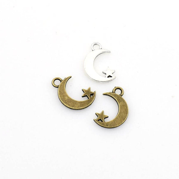 40PCS Moon And Star Charms,2 Colors Available-RS531