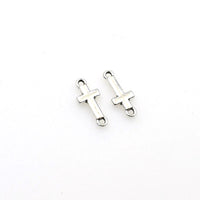 50PCS Little Cross Connector Charms,Antique Silver Tone-RS698