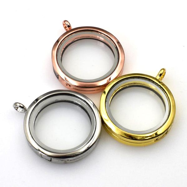 1PCS Round Floating locket Pendant,3 Colors Availabe-TS006S