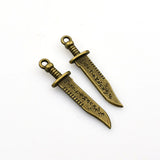 12PCS Sword Charms,Antique Bronze Tone Double Sided-RS917