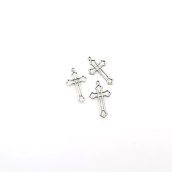 30PCS Cross Charms,Antique Silver Tone-RS909