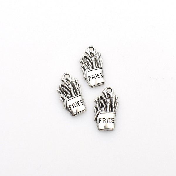 40PCS French Fries Charms,Antique Silver Tone-RS403