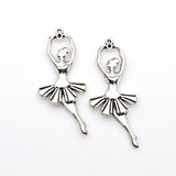 6PCS Ballet Girl Charms,Antique Silver Tone-RS597