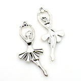 6PCS Ballet Girl Charms,Antique Silver Tone-RS597