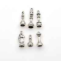 International Chess Charms,Antique Silver Tone 3D, 6 Styles Available-RS431