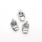 40PCS French Fries Charms,Antique Silver Tone-RS403