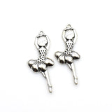 10PCS Ballet Girl Charms,Antique Silver Tone-RS635