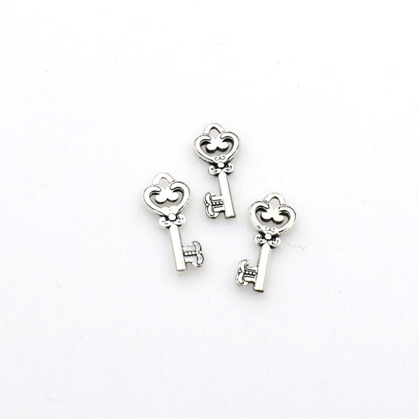 40PCS Key Charms,Antique Silver Tone-RS596