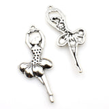 10PCS Ballet Girl Charms,Antique Silver Tone-RS635