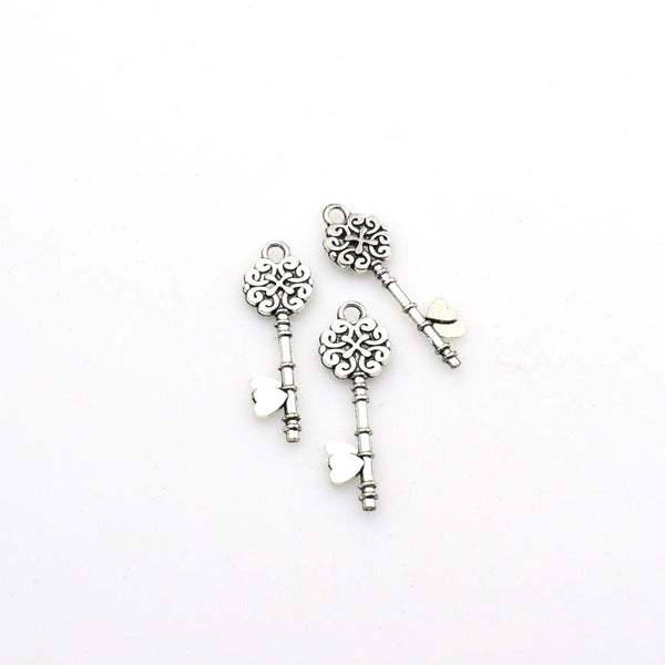 20PCS Key Charms,Antique Silver Tone-RS058