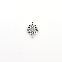 25PCS Flower Connector Charms,Antique Silver Tone Double Sided-RS989