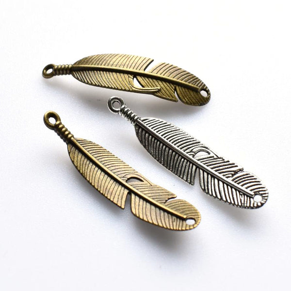 10PCS Bending Feather Charms,2 Colors Available-RS027