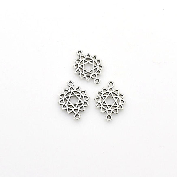 25PCS Hexagram Connector Charms,Antique Silver Tone Double Sided-RS988