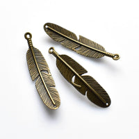 8PCS Bending Feather Charms,Antique Bronze Tone-RS1133