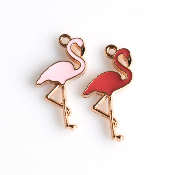 8PCS Enamel Flamingo Charms 2 Colors Available-RS964