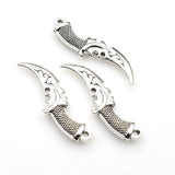 5PCS Scimitar Charms,Antique Silver Tone Double Sided-RS084