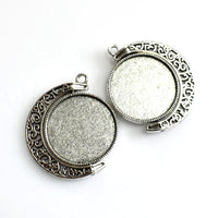 2PCS 25mm Round Double-sided Rotatable Cabochon Base Settings 2 Colors Available-B2254