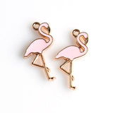 8PCS Enamel Flamingo Charms 2 Colors Available-RS964