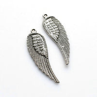 10PCS Big Wing Charms,Antique Silver Tone Double Sided-RS030