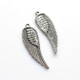 10PCS Big Wing Charms,Antique Silver Tone Double Sided-RS030