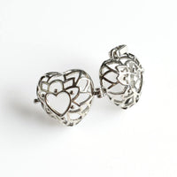 1PCS Big Heart Cage Pendants,Antique Silver Tone Double Sided-TS039