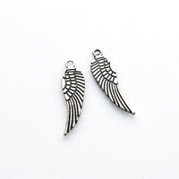 25PCS Wing Charms,Antique Silver Tone Double Sided-RS029