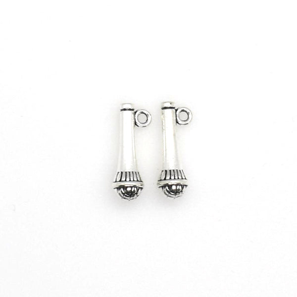 15PCS Microphone Charms,Antique Silver Tone 3D Pendants-RS606