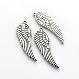 8PCS Big Wing Charms,Antique Silver Tone Double Sided-RS598