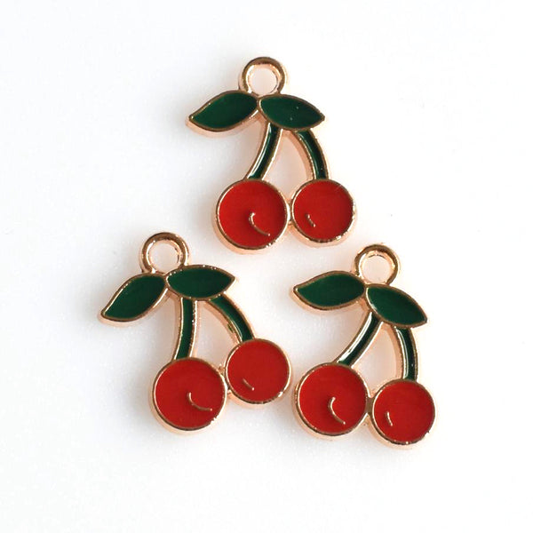 10PCS Enamel Cherry Charms-RS713