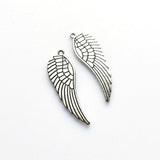 8PCS Big Wing Charms,Antique Silver Tone Double Sided-RS598