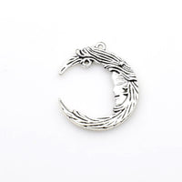 5PCS Big Moon Face Charms,Antique Silver Tone-RS775